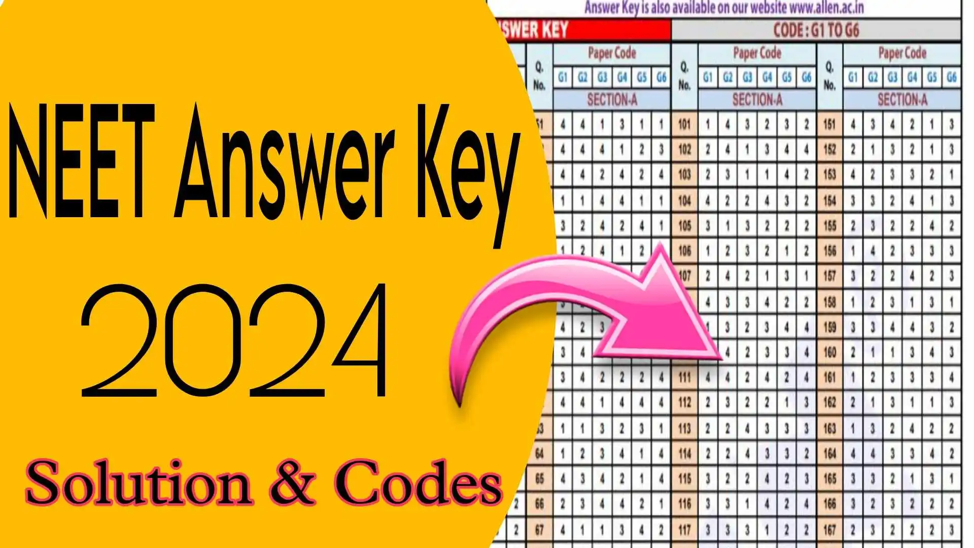 NEET Answer Key 2024 Solution for all Codes Exam Dash