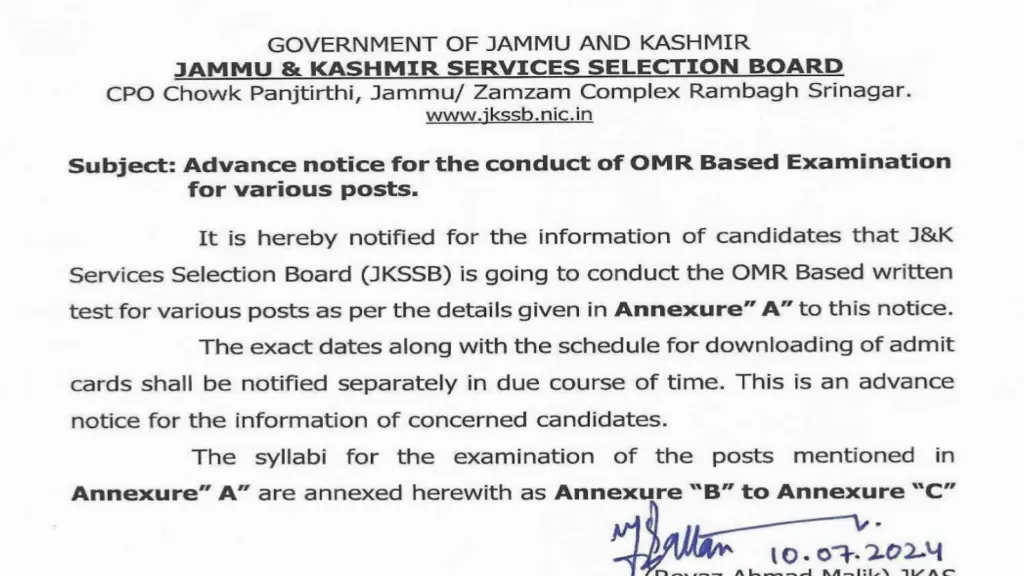 JKSSB Recruitment 2024 Exam Dates & Syllabus Issued for Forester